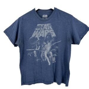 Star Wars Blue Men's Graphic T-Shirt Size M Lightsaber Darth Vader